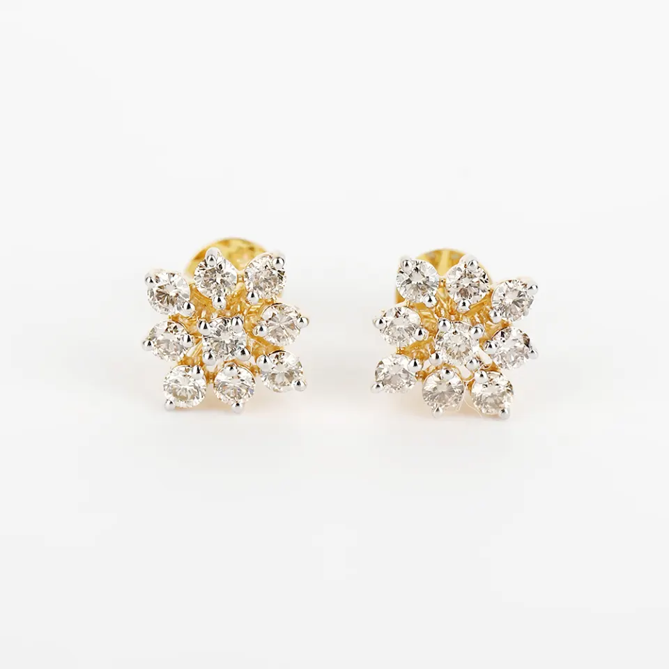 14 K / 585 Yellow Gold Diamond Earring Studs