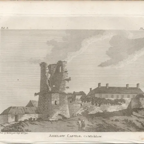 Arklow Castle Co Wicklow Rare 1791 Francis Grose Antique Print.