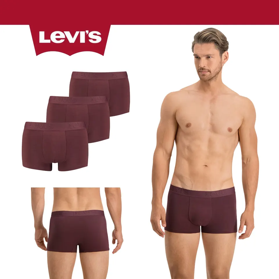 1 x Levi's Premium Trunk Short Briefs 3 Pack Bordeaux Size Medium Original Box