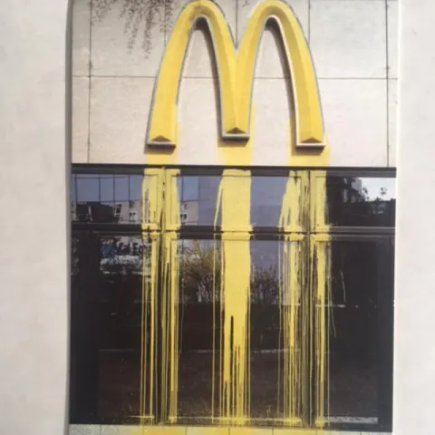 ZEVS (b 1977-) Original ‘Liquidated Logos’ Postcard from Lazerides Gallery, 2007