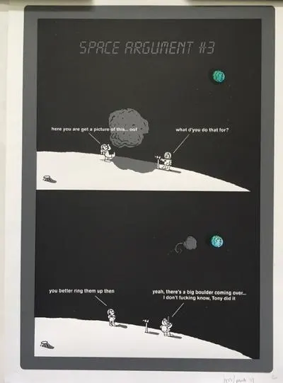 Modern Toss (b.1970) Space Argument #3 Pictures On Walls, Like Banksy 2007 Jon Link & Mick Bunnage