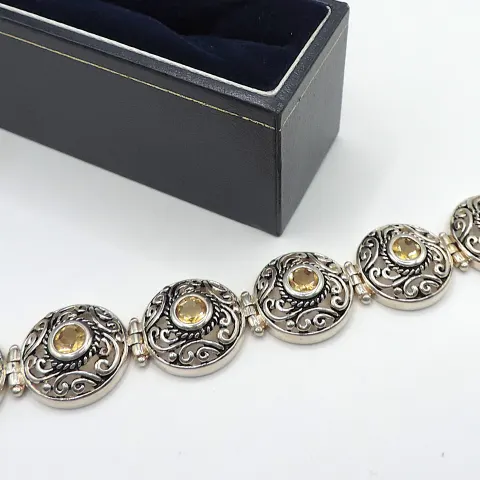 Sterling Silver Citrine Bracelet New With Gift Box