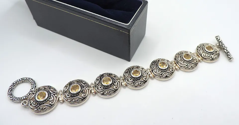 Sterling Silver Citrine Bracelet New With Gift Box