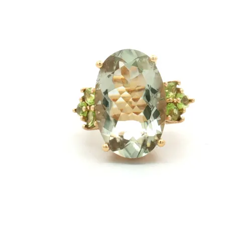 HRD Certified Green Amethyst & Peridot Ring – 925 Sterling Silver