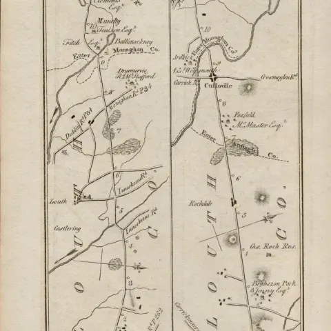 Taylor & Skinner 1777 Ireland Road Map Mullingar Dundalk Louth Castleblaney.
