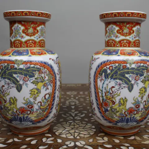 Pair of Vintage Decorative Porcelain Vases