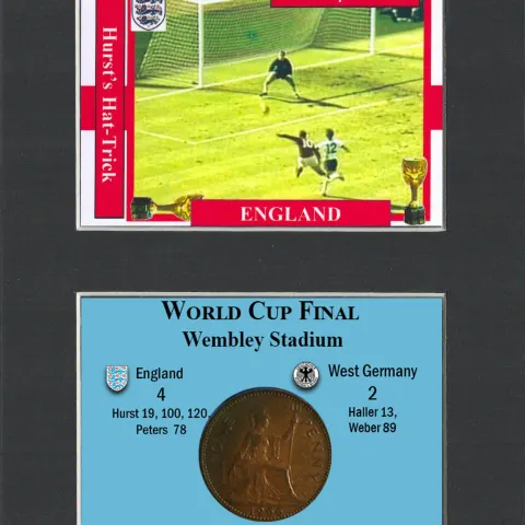 Hurst's Hat-Trick 1966 World Cup Champions Coin & Card Mounted Display.