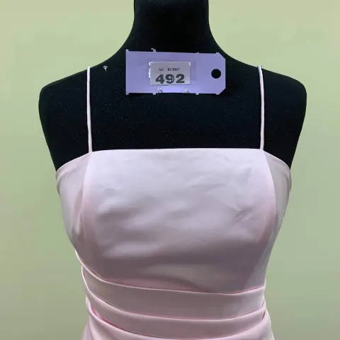 Small pink satin prom dress