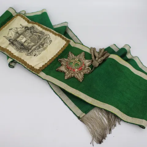 Antique Masonic Foresters Friendly Society Green Sash