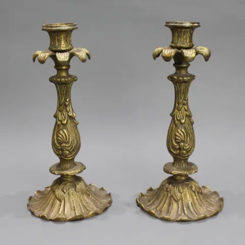 Pair of Heavy Brass Vintage Candlesticks