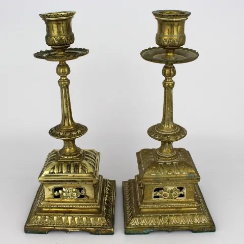Pair of Ornate Brass Candlesticks