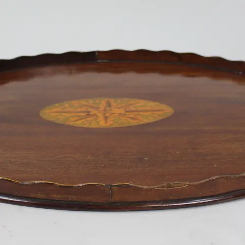 Large Antique Mahogany Inlaid Butlers Tray