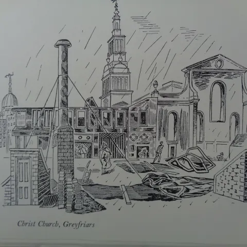 Edward Bawden Original Litograph - London 1 Christ Church Greyfriars