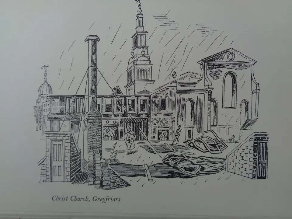 Edward Bawden Original Litograph - London 1 Christ Church Greyfriars