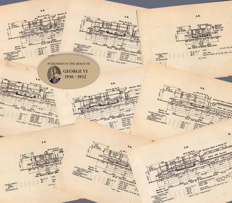 Job lot Southern Railway Locomotive Detailed Diagram 85-Year-Old-1.