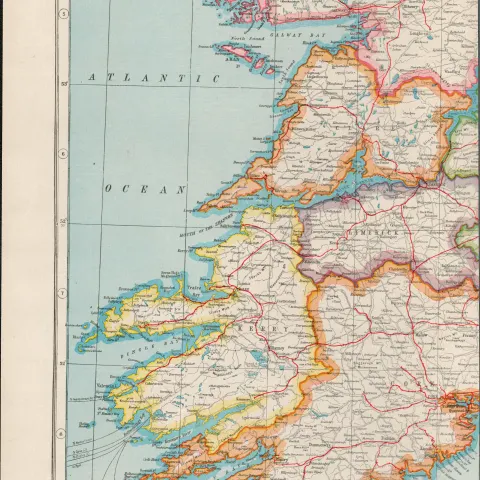 Ireland Cork Kerry Limerick Clare Galway Antique Map-100.