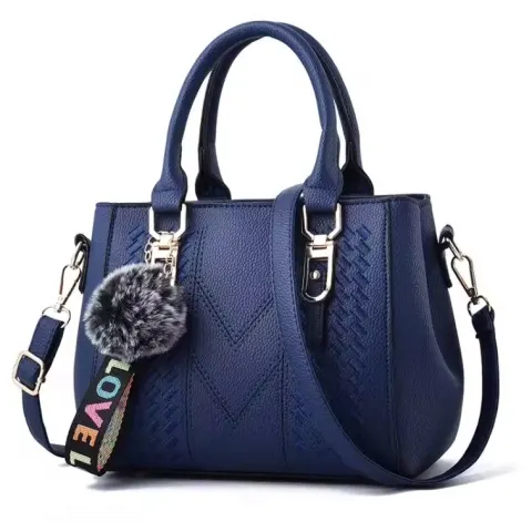 Embroidery Messenger Bags Women Leather Handbag Blue