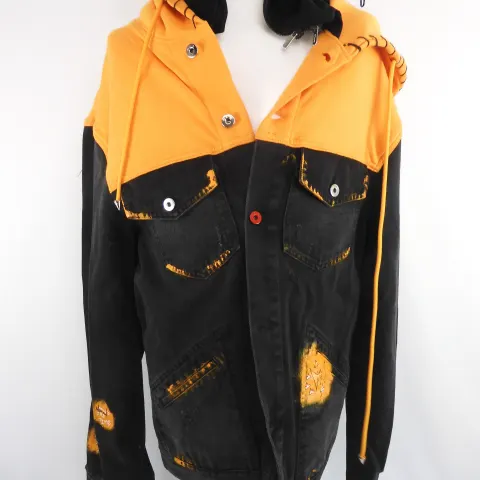 MJB Marc Jaques Burton Magna Pax Hand Painted Denim Hoodie, Size 48 (M). Online Price £650
