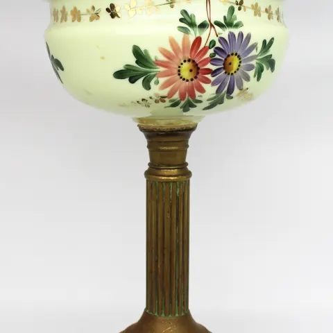 Victorian Oil Lamp with Hand Painted Floral Font