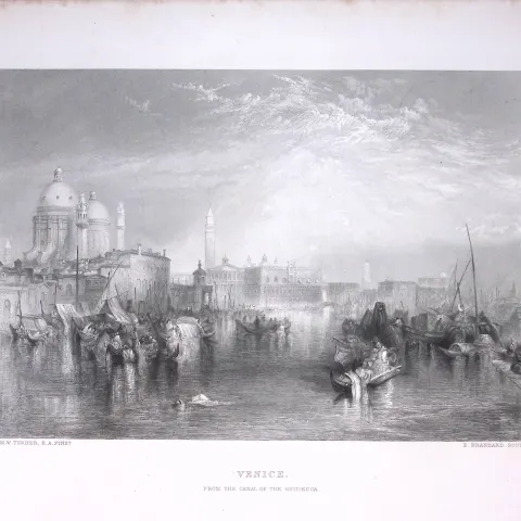 J.M.W Turner The City of Venice Large Antique Steel Engraving-12-TR