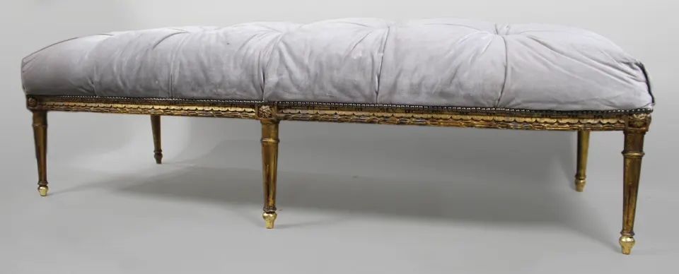 Long Vintage Carved Gilt Stool Window Seat