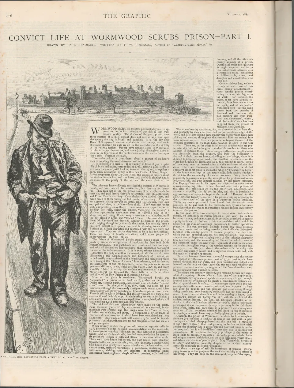 Victorian Antique 1899   View of Wormwood Scrubs Prison 1