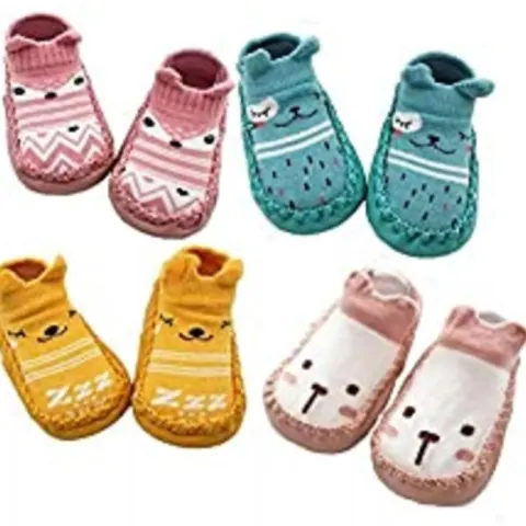 9 x 4 Pairs of Baby Boys Girls Indoor Slippers Anti-Slip Socks Shoes L28b