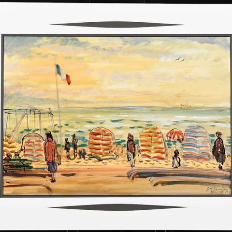 Original oil by Garabed Momdjian (1922 - 2006) "Biarritz 1954"