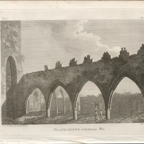 Black Abbey Co Kilkenny   Rare 1791 Francis Grose Antique Print.