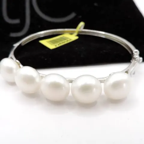 Sterling Silver Cultured Pearl Bangle New With Gift Pouch