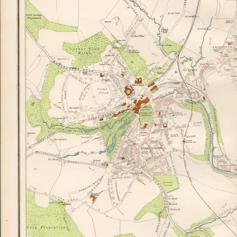 Victorian Map of Buxton City Gardens, Grin Plantation, St Ann’s Cliff.