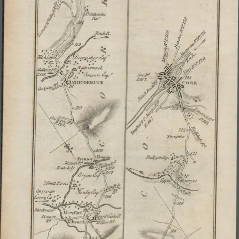 Taylor & Skinner 1777 Road Map Clonmel Fermoy Cork Co Tipperary Co Cork.