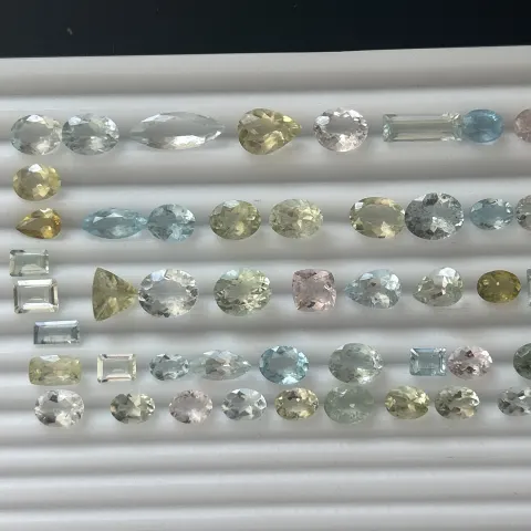 77.05ct Natural Blue and Green Aquamarine and Pink Morganite