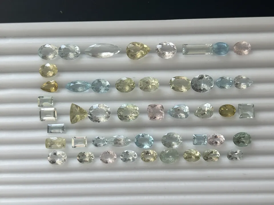 77.05ct Natural Blue and Green Aquamarine and Pink Morganite