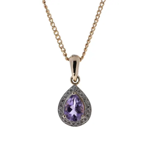 9ct Rose Gold Amethyst And Diamond Pendant (A0.61) 0.11 Carats