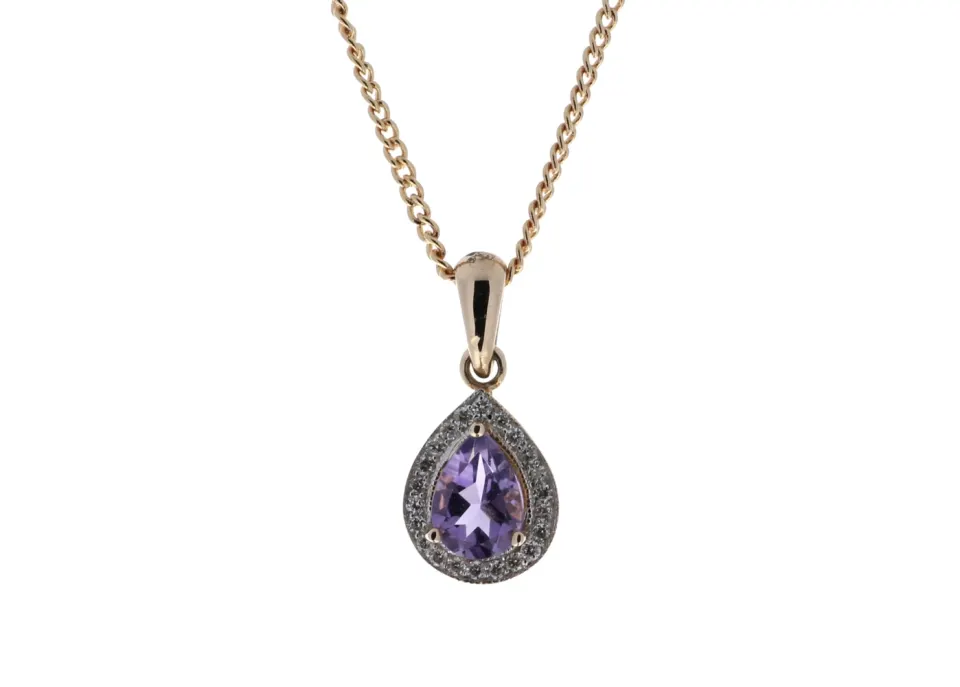 9ct Rose Gold Amethyst And Diamond Pendant (A0.61) 0.11 Carats