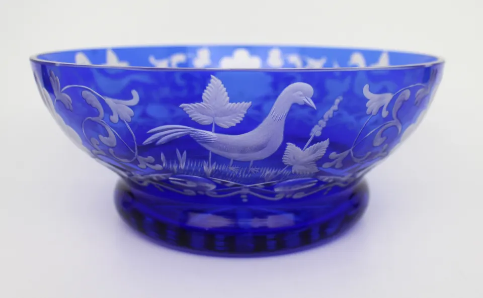 Blue Overlay Crystal Bowl