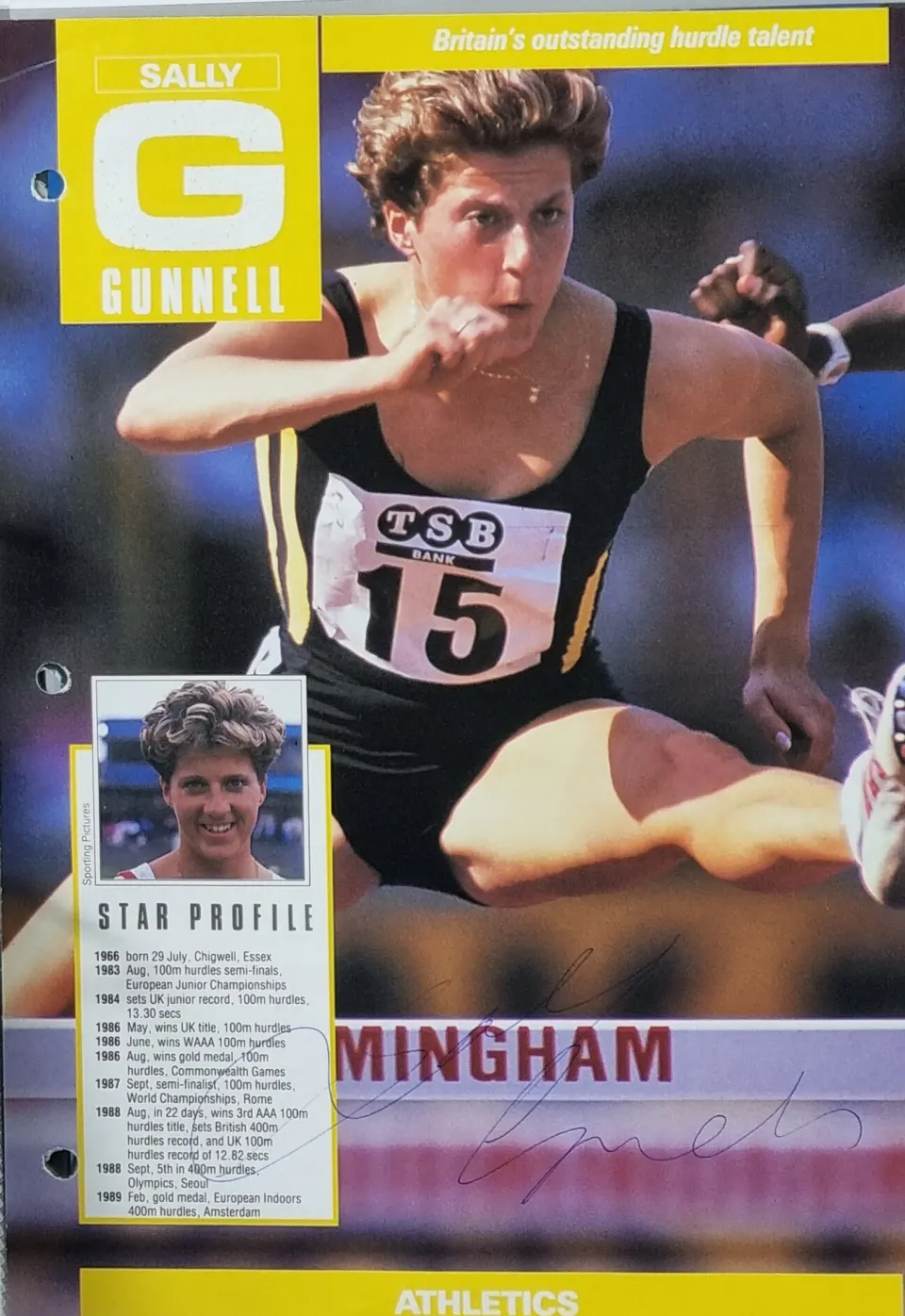 Sally Gunnell Original Signature