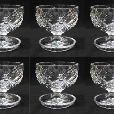 Set of 6 Vintage Cut Glass Crystal Sundae Dishes