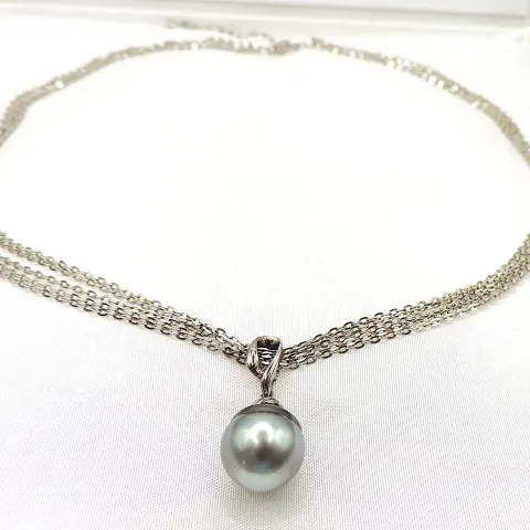 Sterling Silver Baroque Cultured Pearl Necklace New With Gift Box