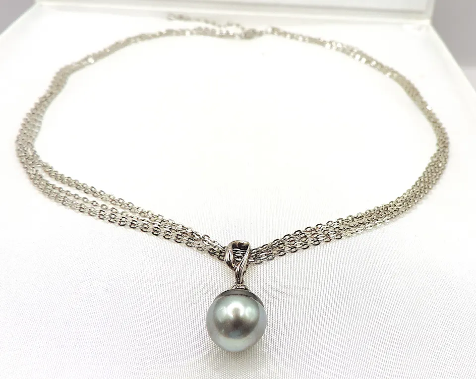 Sterling Silver Baroque Cultured Pearl Necklace New With Gift Box