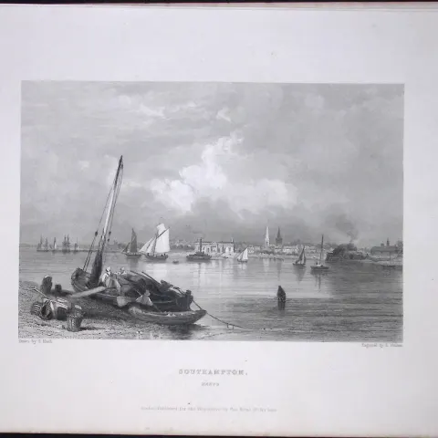 Southampton View of The City WH Bartlett 183 Years-Old Antique Steel Engraving-19