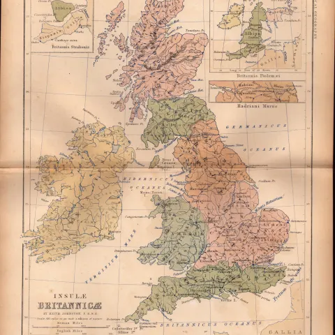 Antique 1867 Coloured Classical Geography Map Britannia.