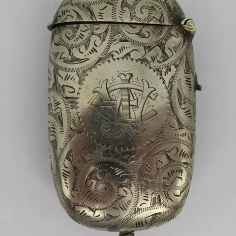 Early 20th c. Silver Plated Match Vesta Sovereign Stamps Case