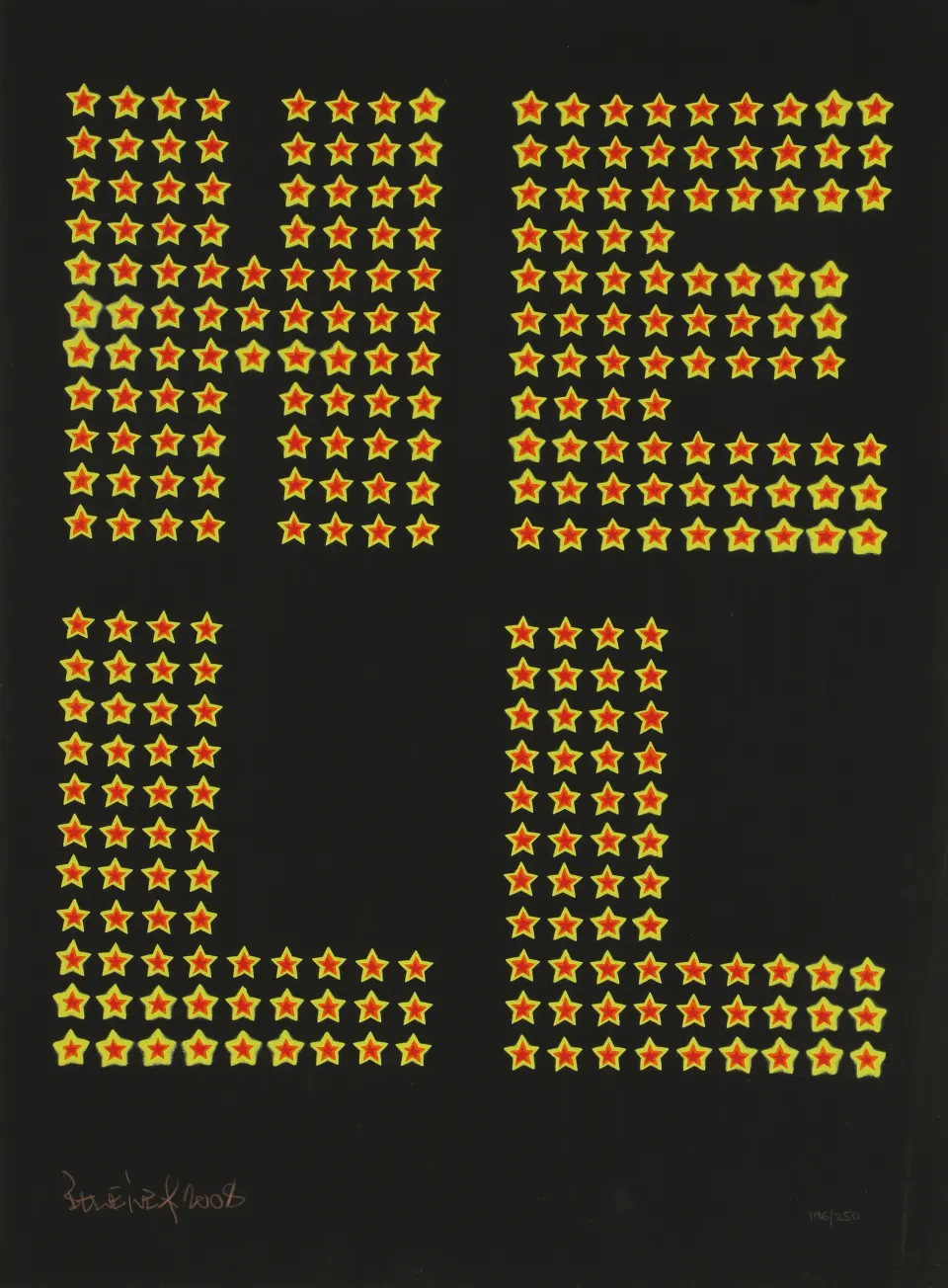 Ben Eine (b.1970) HELL signed & dated in Gold coloured pencil BEN EINE-2008' numbered '196/250' RARE
