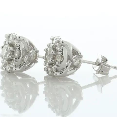 10ct Gold Ladies Cluster Diamond Earring 1.50 Carats