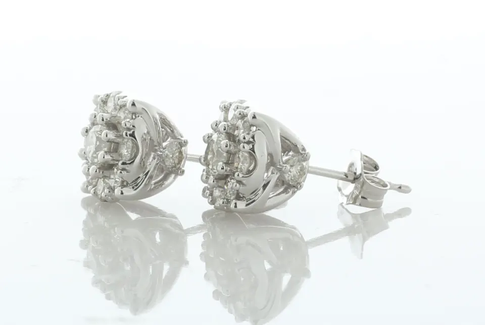 10ct Gold Ladies Cluster Diamond Earring 1.50 Carats