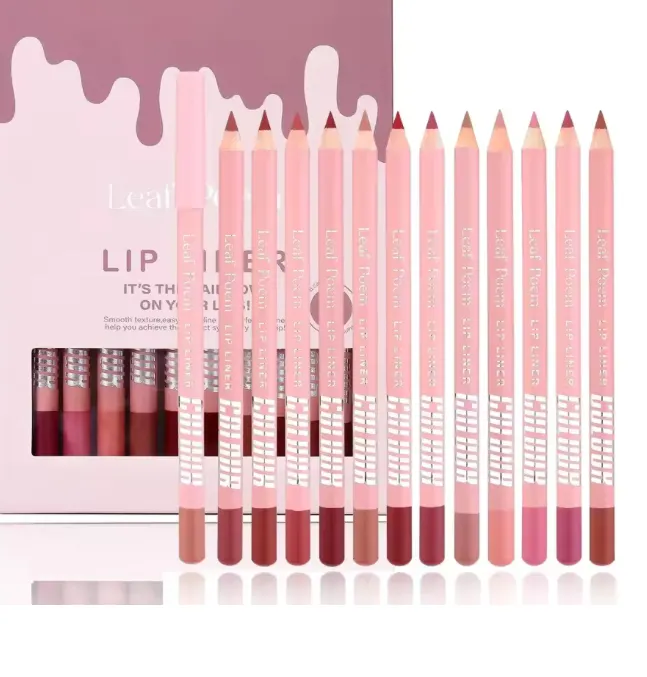 12-Color Matte Lipliner Pencil Set – Waterproof, Long-Lasting Lip Liner & Contour Tint"