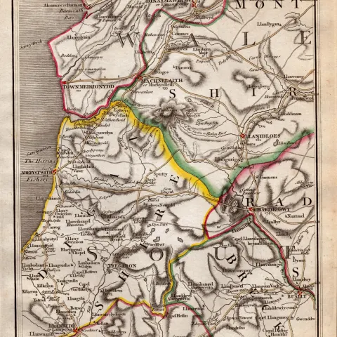 Cambrian Mountains Towyn Tregaron John Carys Antique  230 Years-Old 1794 Map.