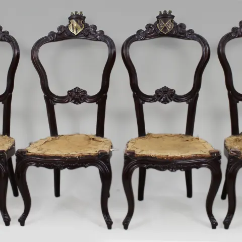 Set of 4 Victorian Heraldic Crested Chairs c.1850